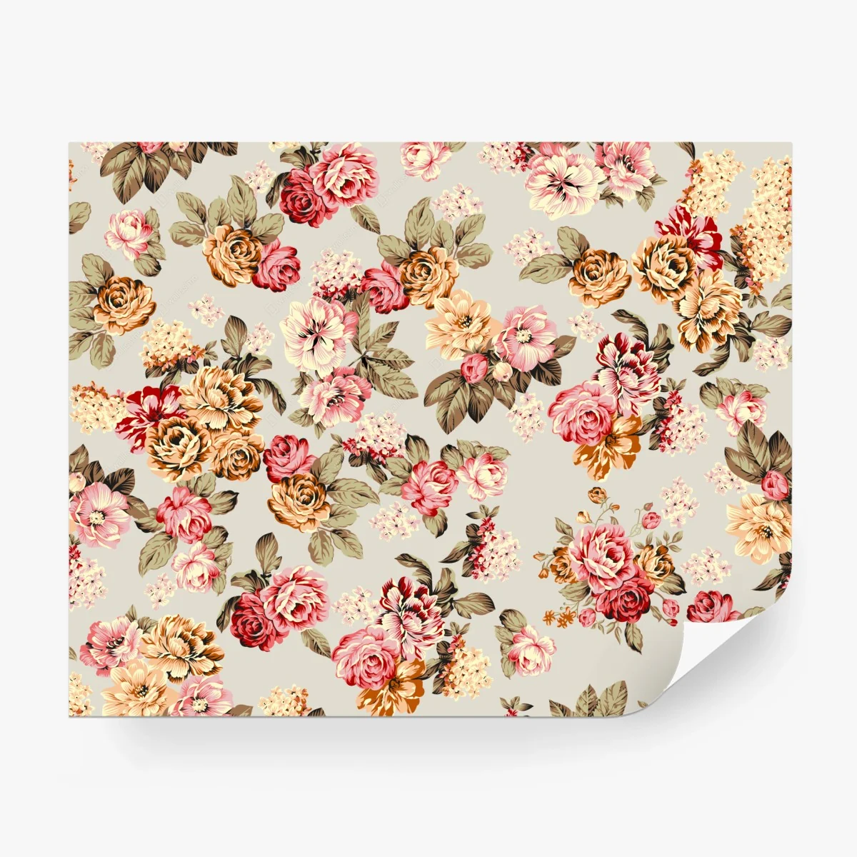Papier peint motif floral vintage aux roses et pivoines – Wallnifity®