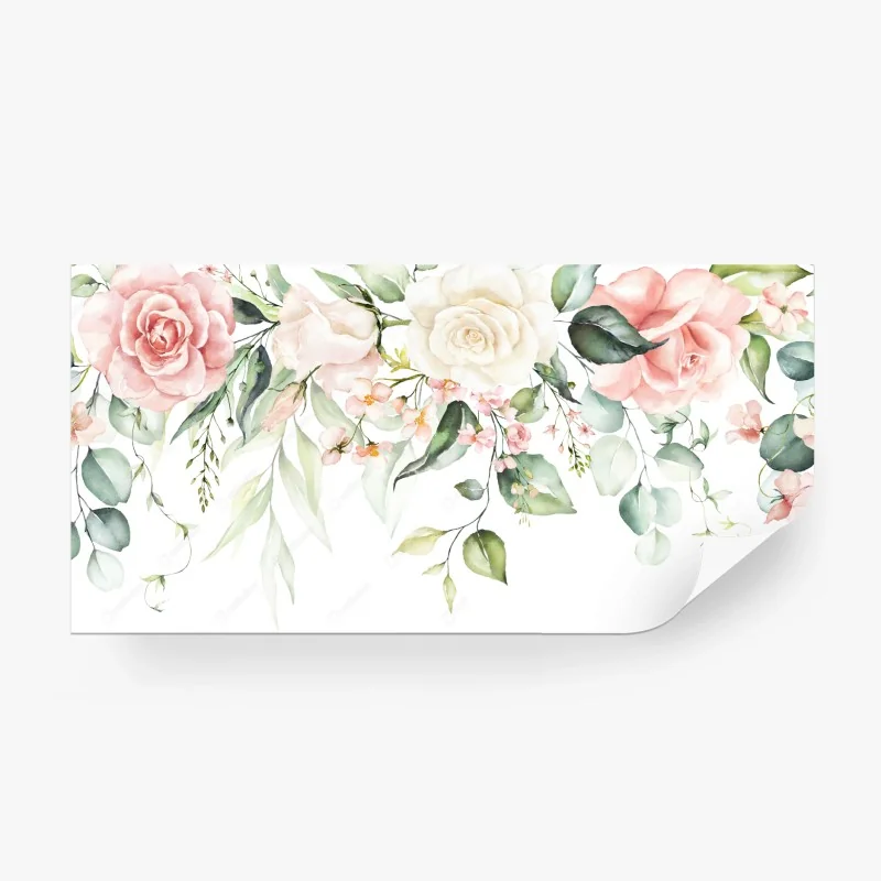 Papier peint guirlande florale aquarelle aux tons pastel – Wallnifity® Papier peint guirlande florale aquarelle aux tons pastel – Wallnifity®
