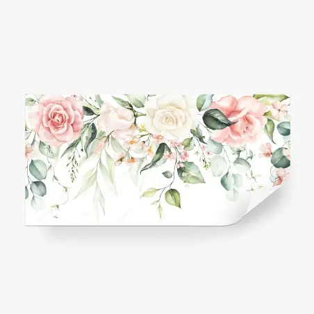 Papier peint guirlande florale aquarelle aux tons pastel – Wallnifity®