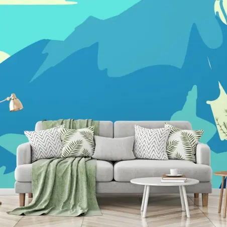 Papier peint paysage montagnard d'Alaska au style rétro – Wallnifity®