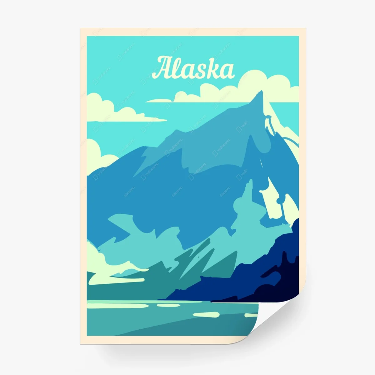 Papier peint paysage montagnard d'Alaska au style rétro – Wallnifity® Papier peint paysage montagnard d'Alaska au style rétro – Wallnifity®