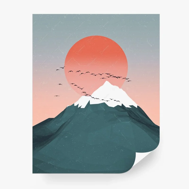 Papier peint crépuscule pastel sur montagne enneigée – Wallnifity® Papier peint crépuscule pastel sur montagne enneigée – Wallnifity®