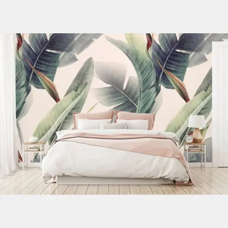 Papier peint motif botanique tropical en aquarelle – Wallnifity®