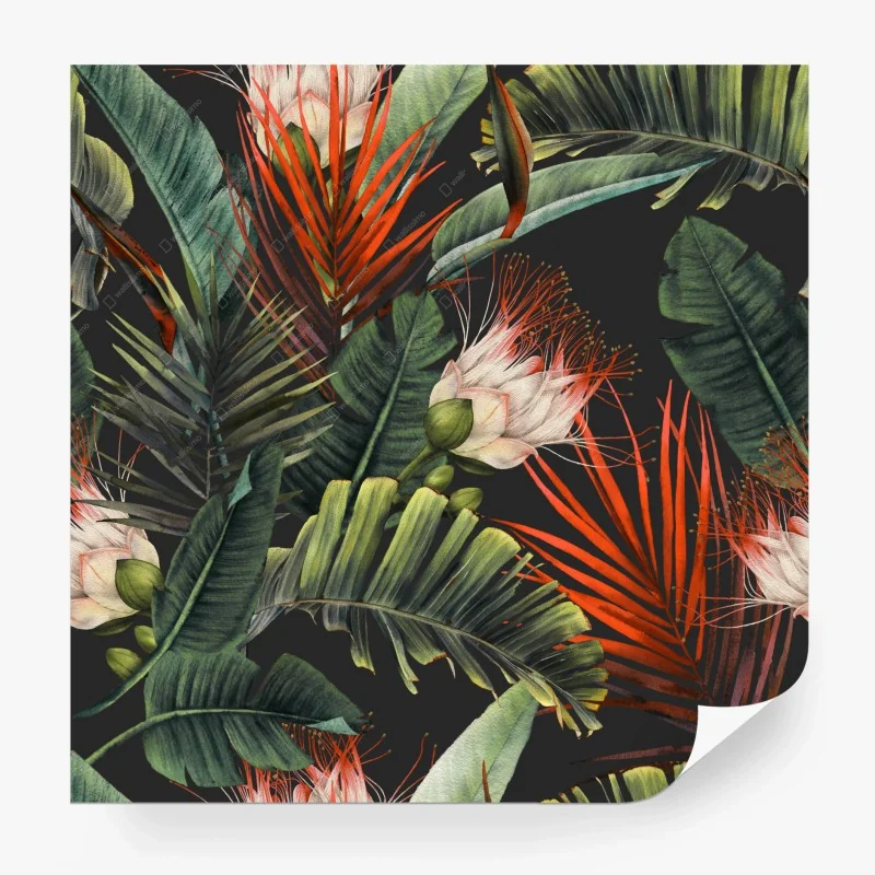 Papier peint motif tropical aquarelle sur fond sombre – Wallnifity® Papier peint motif tropical aquarelle sur fond sombre – Wallnifity®
