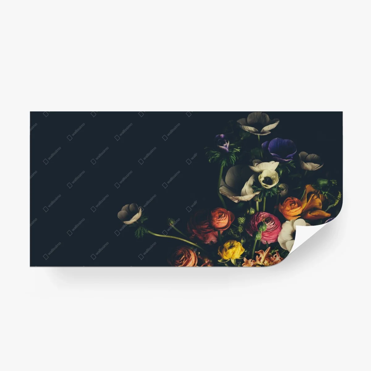 Papier peint bouquet floral baroque sur fond noir – Wallnifity® Papier peint bouquet floral baroque sur fond noir – Wallnifity®