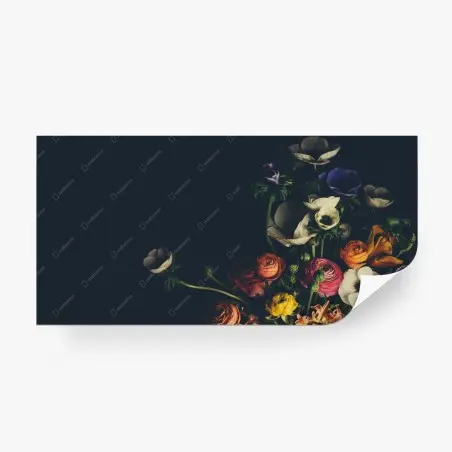 Papier peint bouquet floral baroque sur fond noir – Wallnifity®