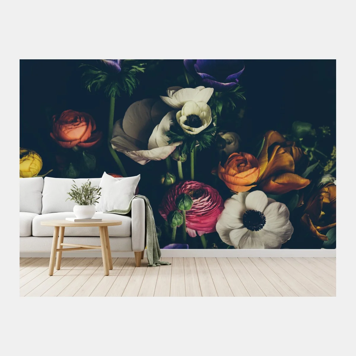 Papier peint bouquet floral en clair-obscur – Wallnifity® Papier peint bouquet floral en clair-obscur – Wallnifity®