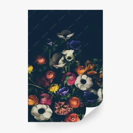 Papier peint bouquet floral en clair-obscur – Wallnifity®