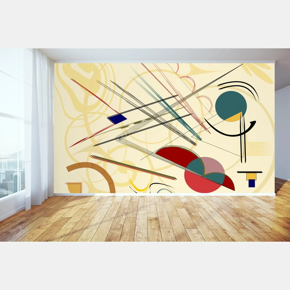 Papier peint composition abstraite géométrique aux lignes dynamiques – Wallnifity® Papier peint composition abstraite géométrique aux lignes dynamiques – Wallnifity®
