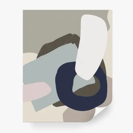 Papier peint composition abstraite aux formes organiques et tons neutres – Wallnifity®