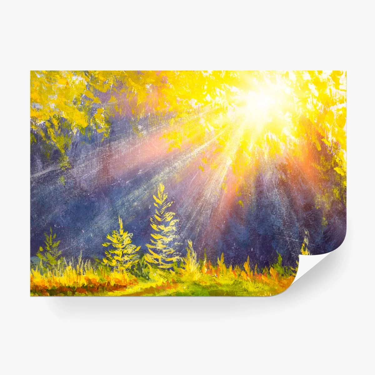 Papier peint forêt baignée de rayons dorés au coucher du soleil – Wallnifity® Papier peint forêt baignée de rayons dorés au coucher du soleil – Wallnifity®