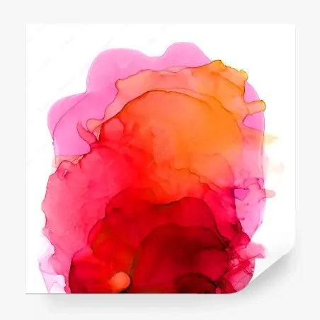 Papier peint abstraction encre et aquarelle rose et orange – Wallnifity®