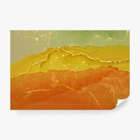 Papier peint vagues dorées en encre alcool et texture marbre – Wallnifity®