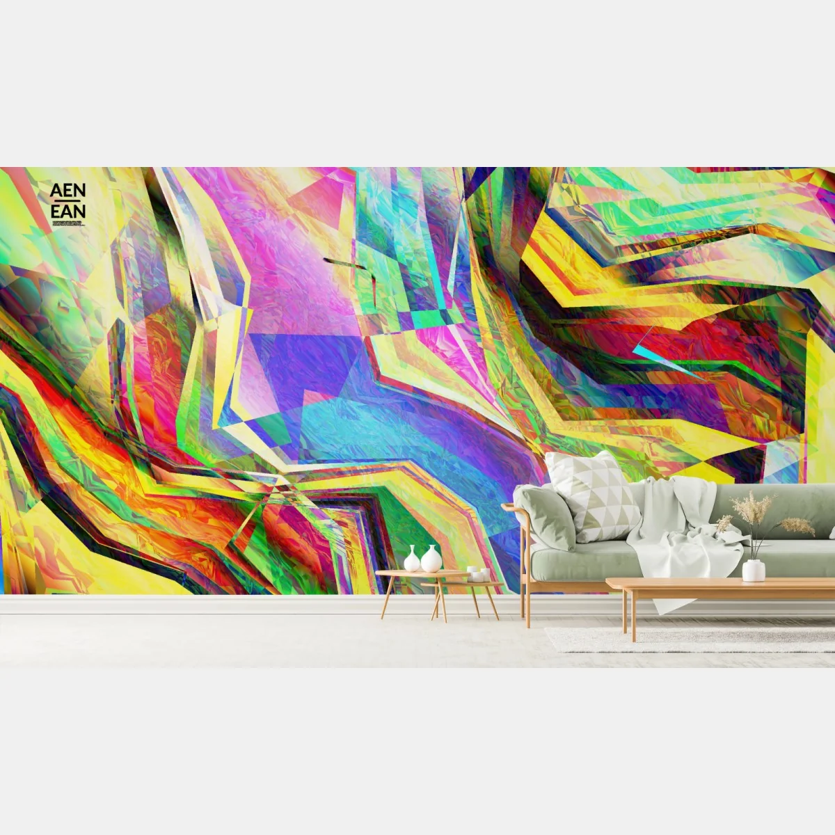 Papier peint abstraction géométrique aux couleurs vives – Wallnifity® Papier peint abstraction géométrique aux couleurs vives – Wallnifity®