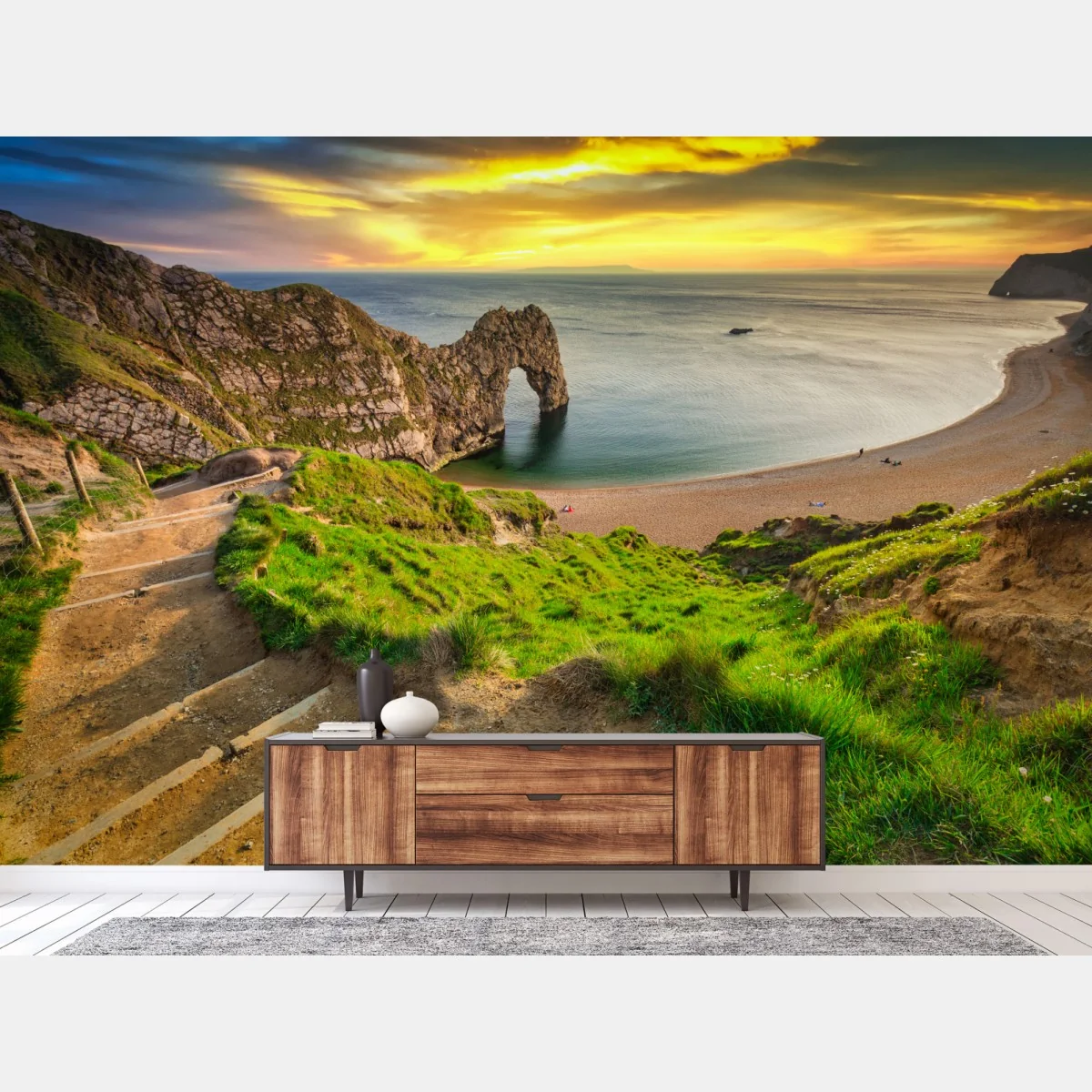 Papier peint arc côtier de Durdle Door au coucher du soleil, Dorset – Wallnifity® Papier peint arc côtier de Durdle Door au coucher du soleil, Dorset – Wallnifity®
