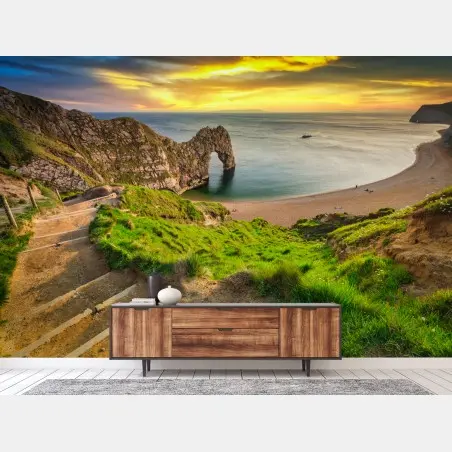 Papier peint arc côtier de Durdle Door au coucher du soleil, Dorset – Wallnifity®