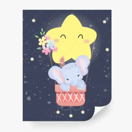 Papier peint douceur étoilée: éléphant mignon pour chambre d'enfant – Wallnifity®