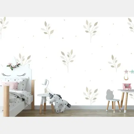 Papier peint motif feuilles délicates et minimaliste – Wallnifity®