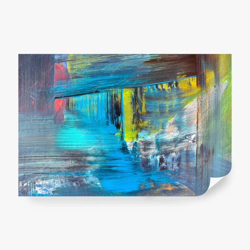 Papier peint composition abstraite bleu océan et éclat jaune – Wallnifity® Papier peint composition abstraite bleu océan et éclat jaune – Wallnifity®