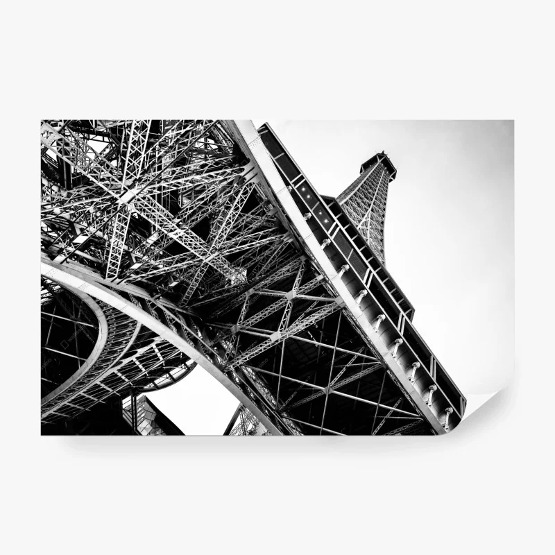 Papier peint détails architecturaux de la Tour Eiffel en noir et blanc – Wallnifity®