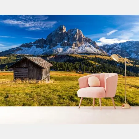 Papier peint panorama alpin des Dolomites: Peitlerkofel au Passo delle Erbe – Wallnifity®
