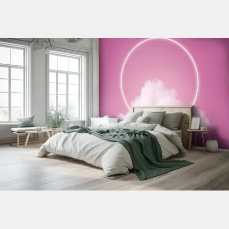 Papier peint anneau néon et nuage onirique – Wallnifity®