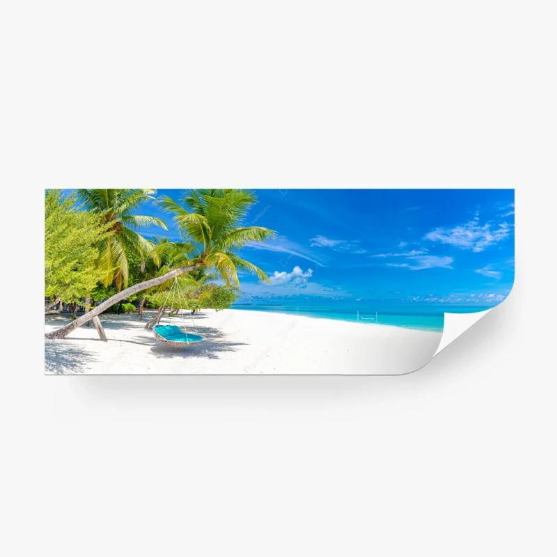 Papier peint hamac sous les palmiers sur plage tropicale – Wallnifity® Papier peint hamac sous les palmiers sur plage tropicale – Wallnifity®