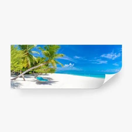 Papier peint hamac sous les palmiers sur plage tropicale – Wallnifity®