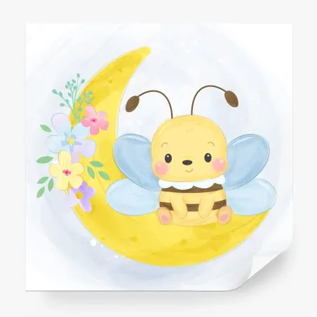 Papier peint abeille tendre sur la lune pour chambre d'enfant – Wallnifity®