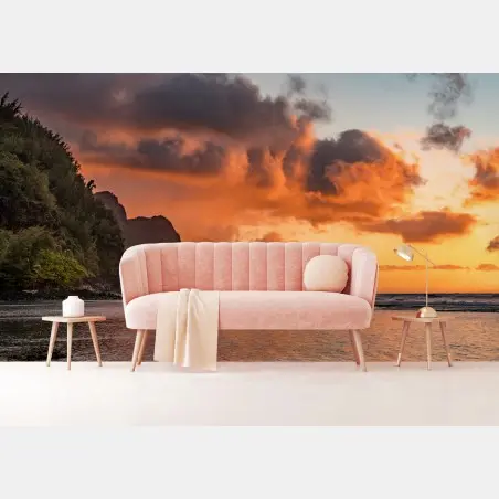 Papier peint côte sauvage au coucher de soleil – Wallnifity®