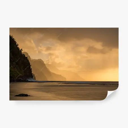Papier peint côte dorée au crépuscule – Wallnifity®