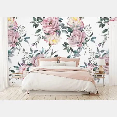 Papier peint bouquet de roses aquarelle – Wallnifity®