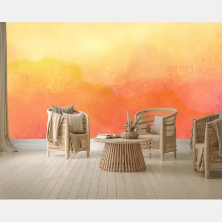 Papier peint horizon aquarelle aux tons chauds – Wallnifity®