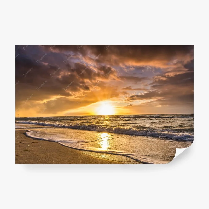Papier peint coucher de soleil doré sur la plage – Wallnifity® Papier peint coucher de soleil doré sur la plage – Wallnifity®