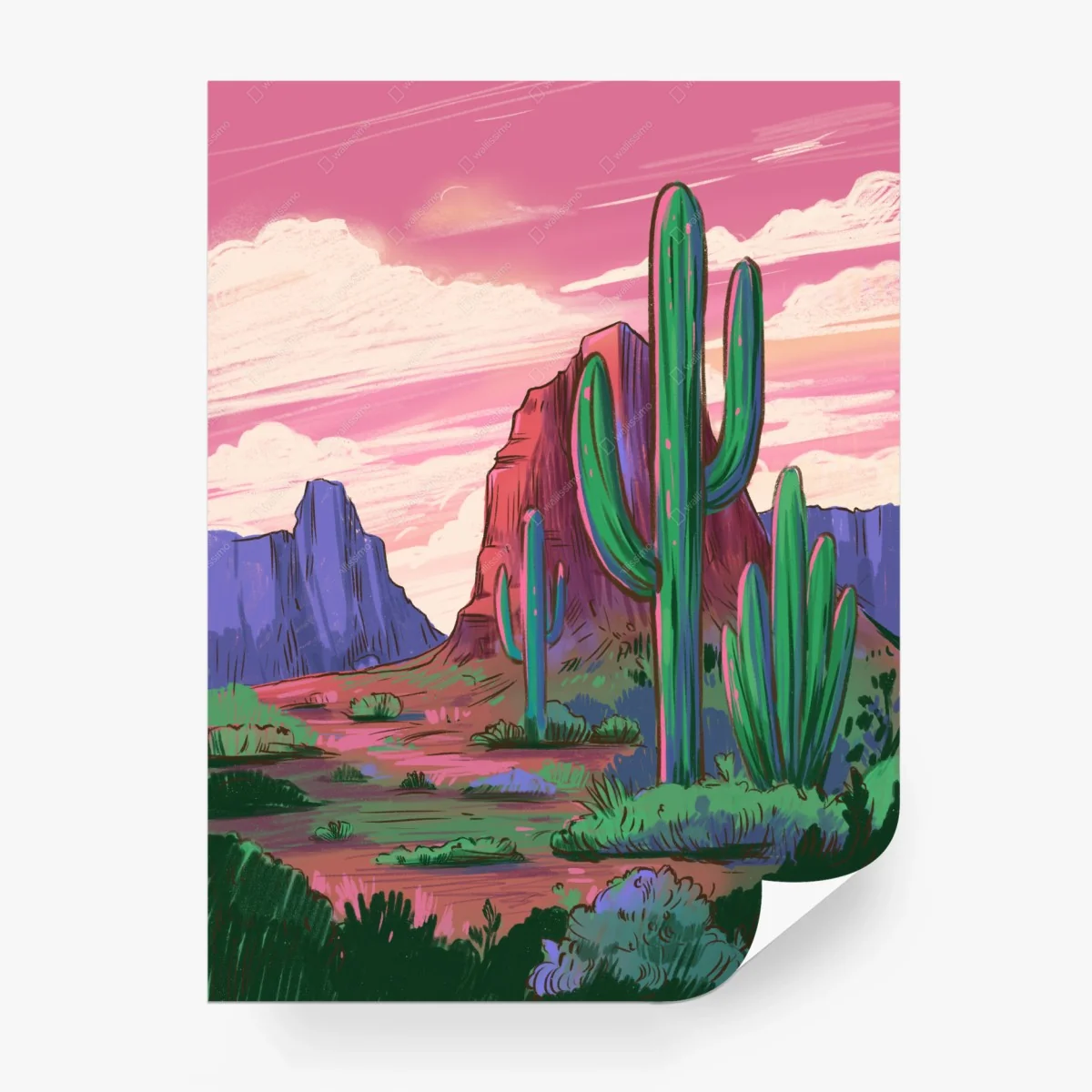 Papier peint paysage désertique d'Arizona aux couleurs vives – Wallnifity® Papier peint paysage désertique d'Arizona aux couleurs vives – Wallnifity®
