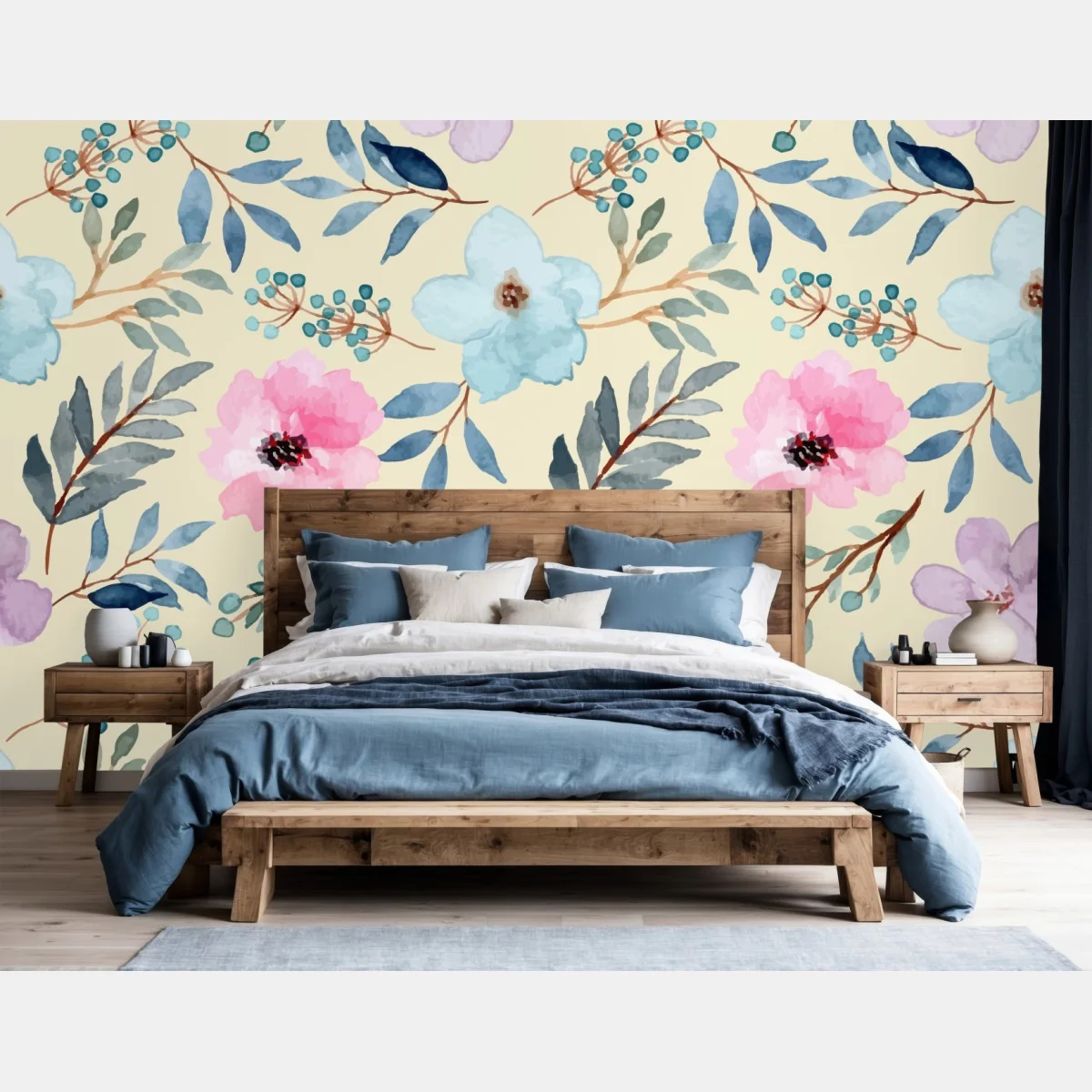 Papier peint motif floral aquarelle pastel – Wallnifity® Papier peint motif floral aquarelle pastel – Wallnifity®