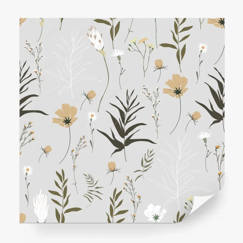 Papier peint motif floral sauvage minimaliste – Wallnifity®