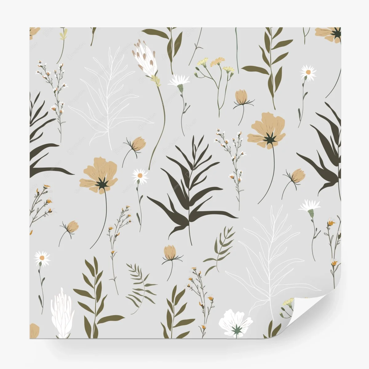 Papier peint motif floral sauvage minimaliste – Wallnifity®