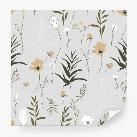 Papier peint motif floral sauvage minimaliste – Wallnifity®