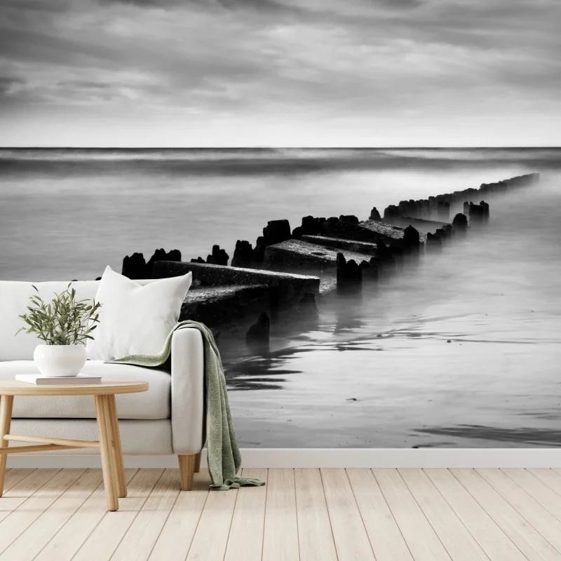 Papier peint brume marine sur brise-lames, Mer Baltique – Wallnifity® Papier peint brume marine sur brise-lames, Mer Baltique – Wallnifity®