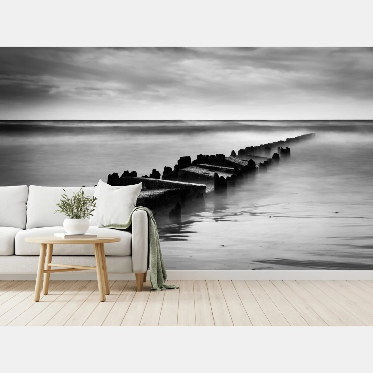 Papier peint brume marine sur brise-lames, Mer Baltique – Wallnifity® Papier peint brume marine sur brise-lames, Mer Baltique – Wallnifity®