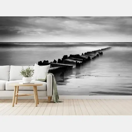 Papier peint brume marine sur brise-lames, Mer Baltique – Wallnifity®
