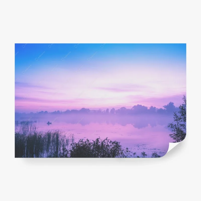 Papier peint aurore brumeuse sur le lac – Wallnifity®