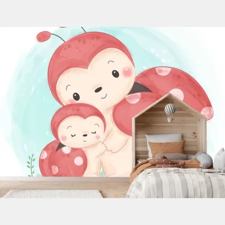 Papier peint maman coccinelle et son petit – Wallnifity®