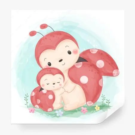 Papier peint maman coccinelle et son petit – Wallnifity®