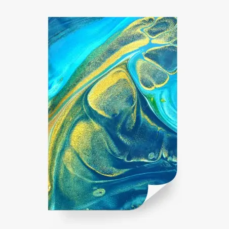 Papier peint vagues d'or et de bleu – Wallnifity®