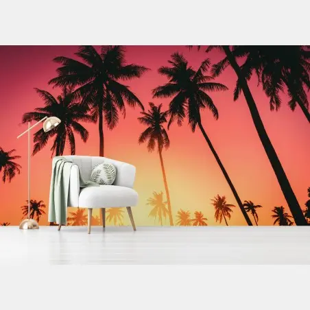 Papier peint paradis de palmiers au coucher de soleil – Wallnifity®