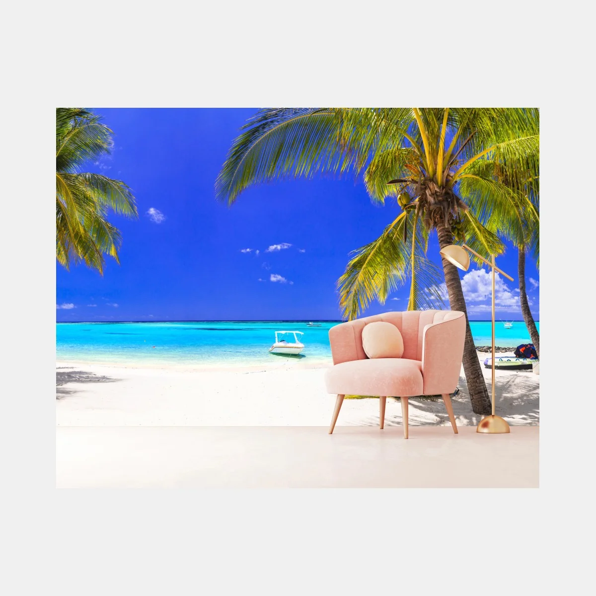 Papier peint plage tropicale aux palmiers et eau turquoise – Wallnifity® Papier peint plage tropicale aux palmiers et eau turquoise – Wallnifity®