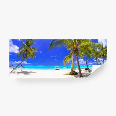 Papier peint plage tropicale aux palmiers et eau turquoise – Wallnifity®