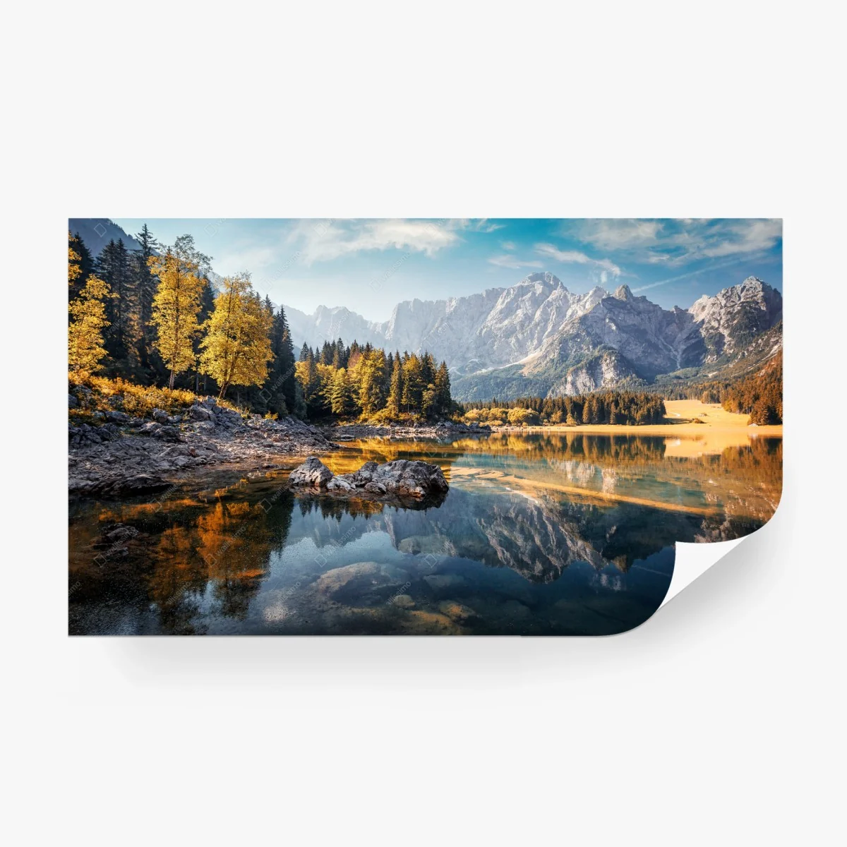 Papier peint reflets d'automne au lac de Fusine – Wallnifity® Papier peint reflets d'automne au lac de Fusine – Wallnifity®
